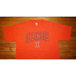 University Of ILLINOIS FIGHTING ILLINI Orange Large TShirt Spell Out